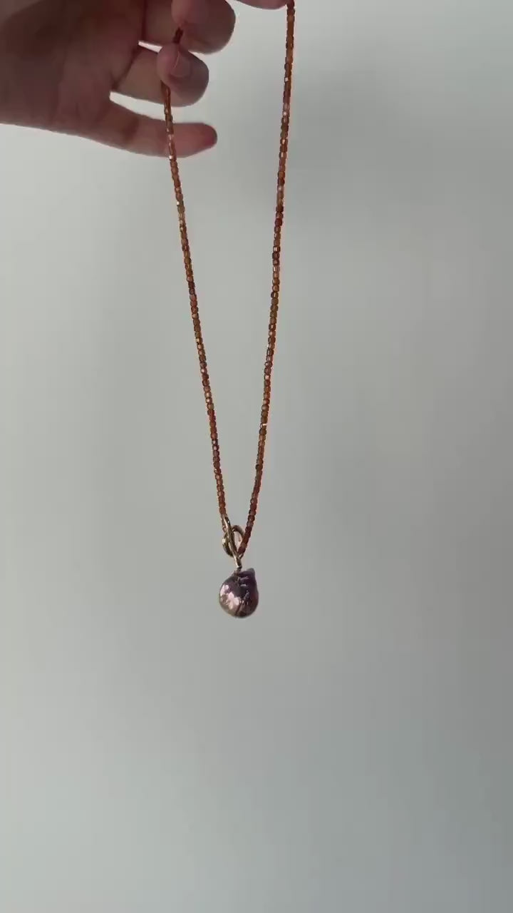Baroque Fireball Pearl Necklace – Garnet Beads