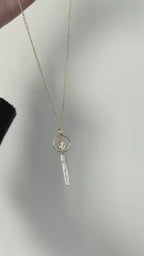 Celestial Stick Pearl Necklace - 14k Gold Filled Double Hoop Pendant